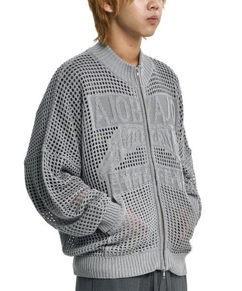 Total Logo Drop Needle Zip-Up [LIGHT GREY]