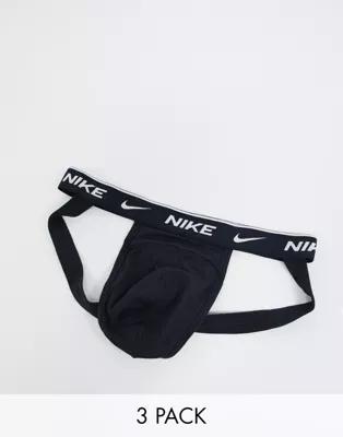 Nike 3 pack cotton stretch jock straps in black | ASOS