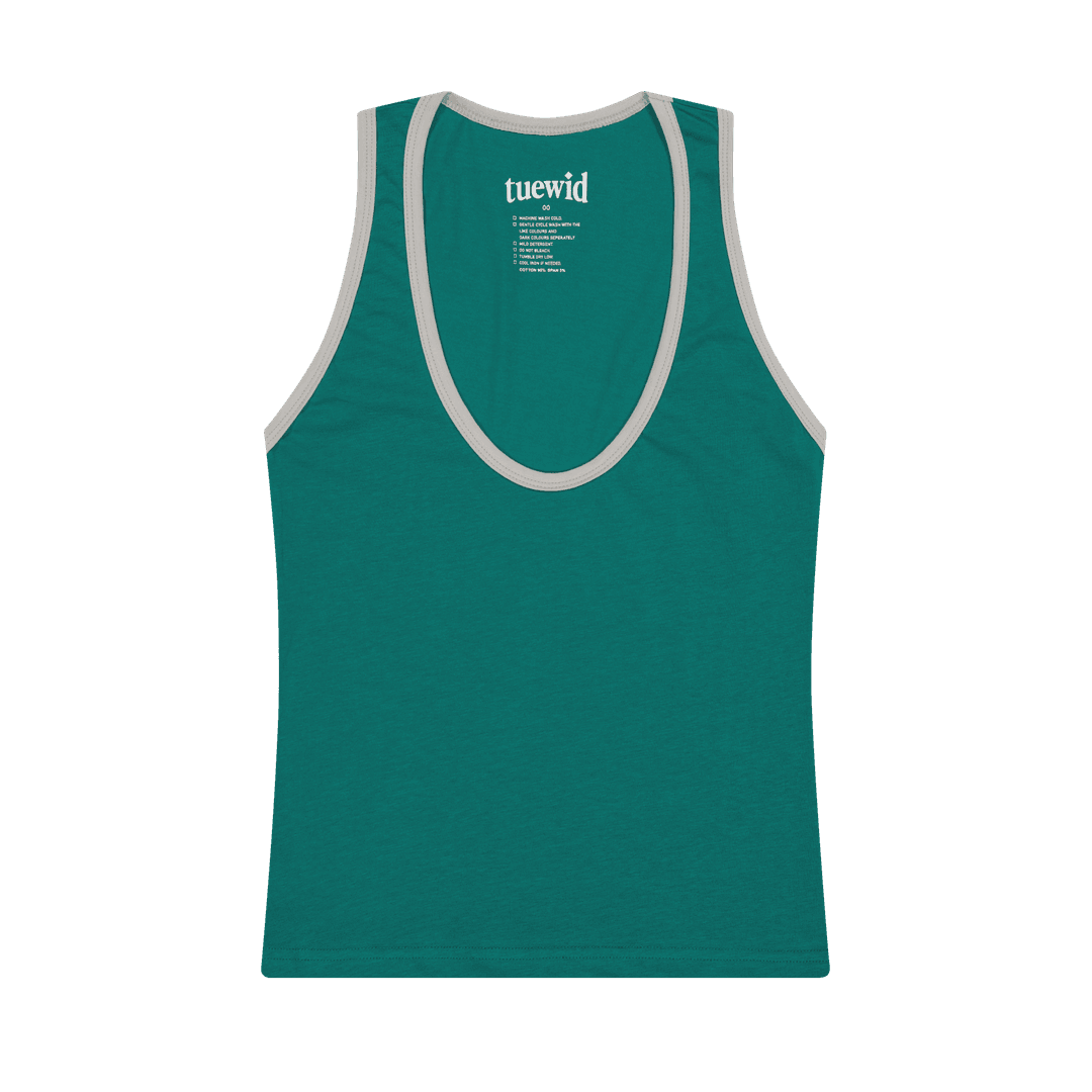 Tuewid retro tank top in aqua teal
