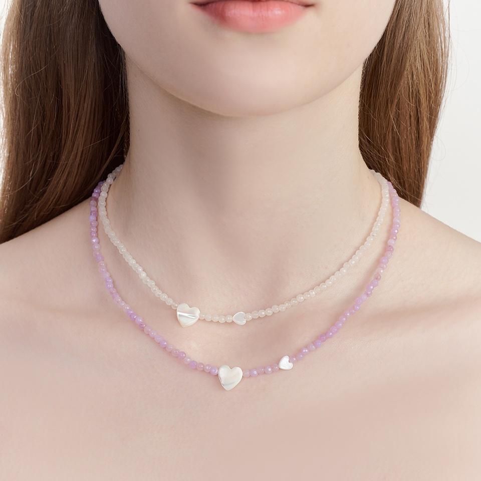 [단독 컬렉션][태연 착용] nacre heart gemstone necklace