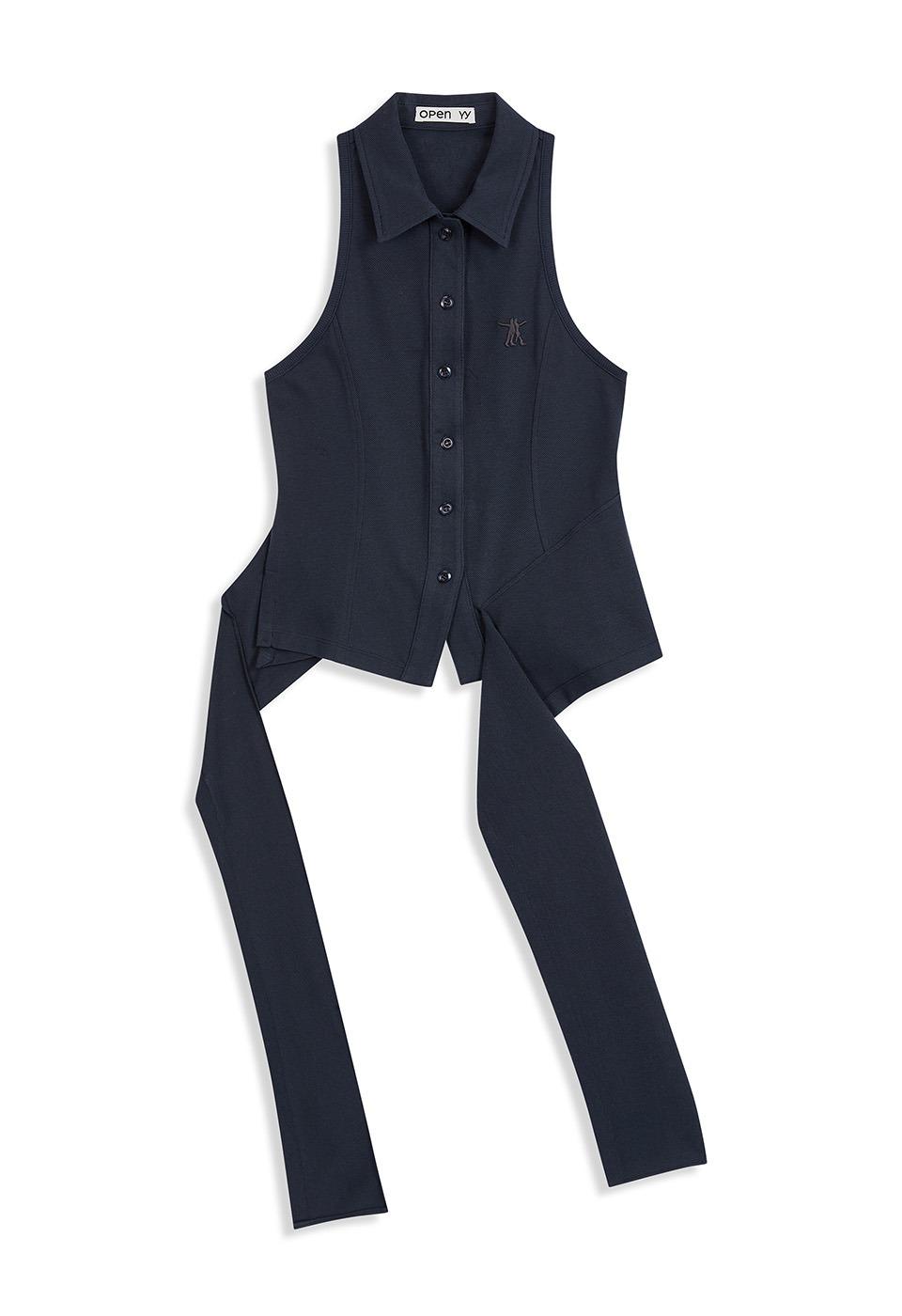 TRIM POLO SLEEVELESS, CHARCOAL