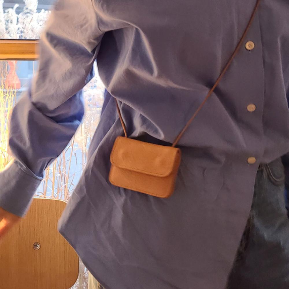 악토브레 made [007] 수제 스트랩 카드 명함지갑 가죽 슬림 미니백 이니셜각인 체인미니백