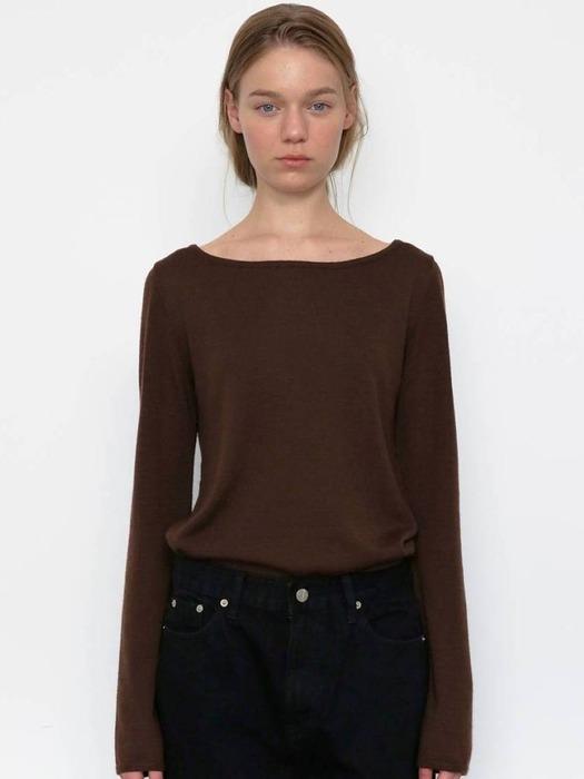 Cashmere Boat neck Knit [Brown]