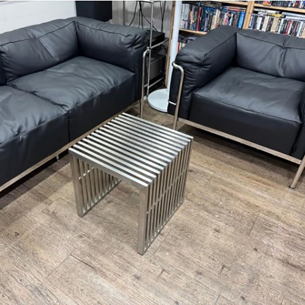 조지넬슨 철제 벤치 스테인리스 벤치 사각 의자 카페 야외 인테리어의자 스툴 무광 40cm