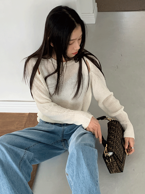 숄더 듀얼 홀 니트