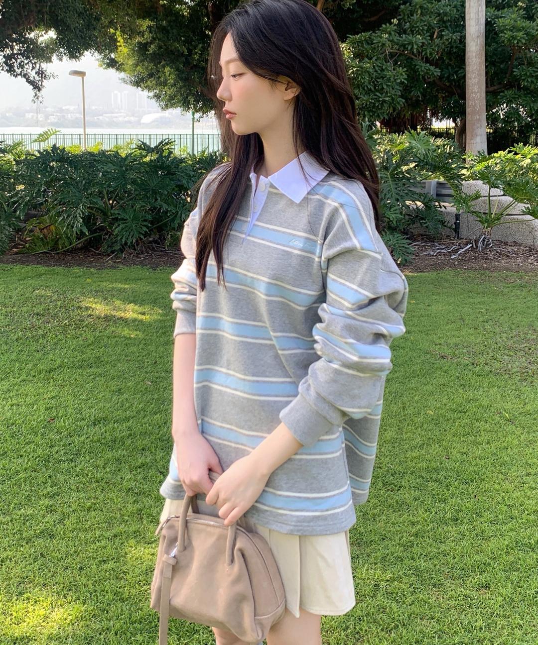 레터프롬문 [그레이 1차: 4/30, 2차: 5/15 순차배송] 마틴 스트라이프 럭비 티셔츠 ( 3 colors )