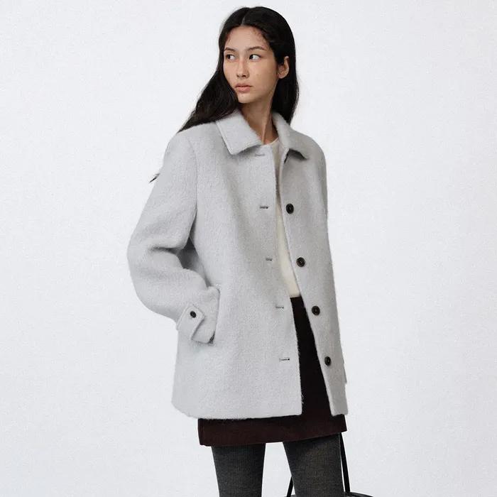 [사이즈/컬러 추가] Valentin Wool Half Coat (Soft Blue)