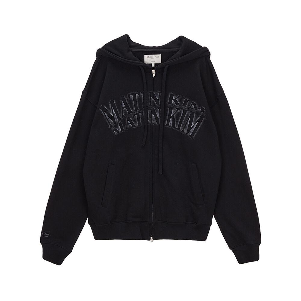 MATIN CRESCENDO LOGO HOODY ZIP UP JUMPER IN BLACK