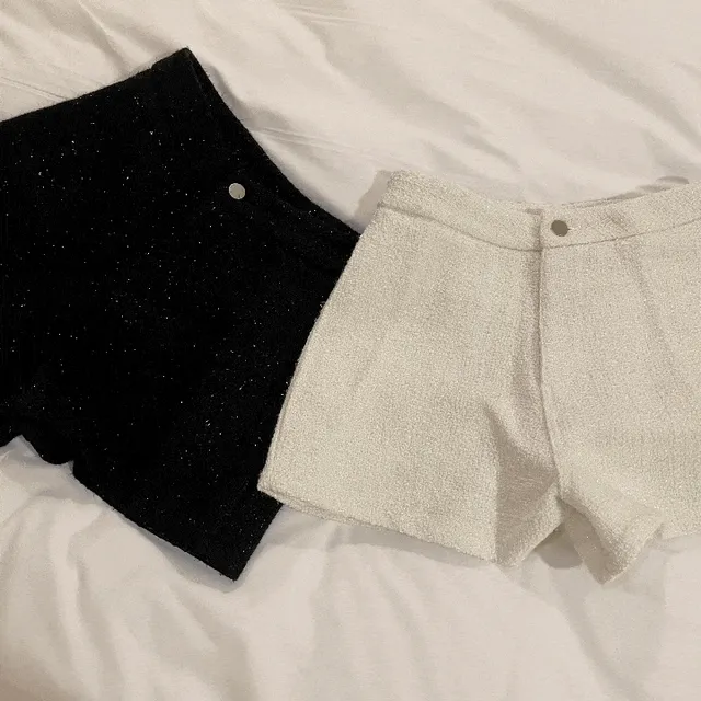 *부분당일*트위드 하이웨스트 펄하이팬츠 반짝이 반바지