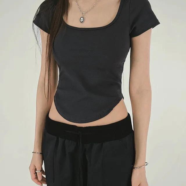 DAYZ SQUARE NECK SPAN SLIM CROPPED SLEEVED T 데이즈 스퀘어넥 스판 슬림 크롭 반팔티 (3COLORS)