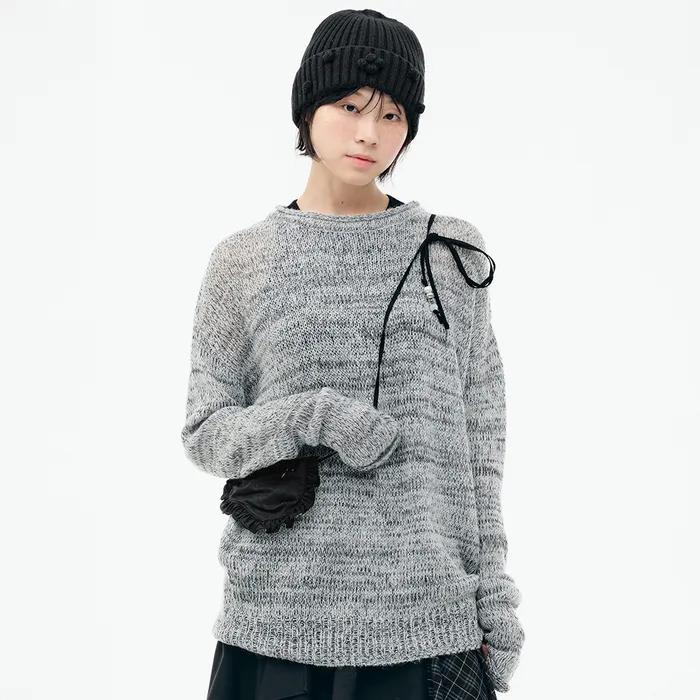 OVERSIZED GLITTER SWEATER [GREY]