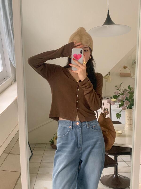 [🤎당일출고/MADE]레이지 가을 크롭 골지 소프트 간절기 긴팔 가디건(5color)