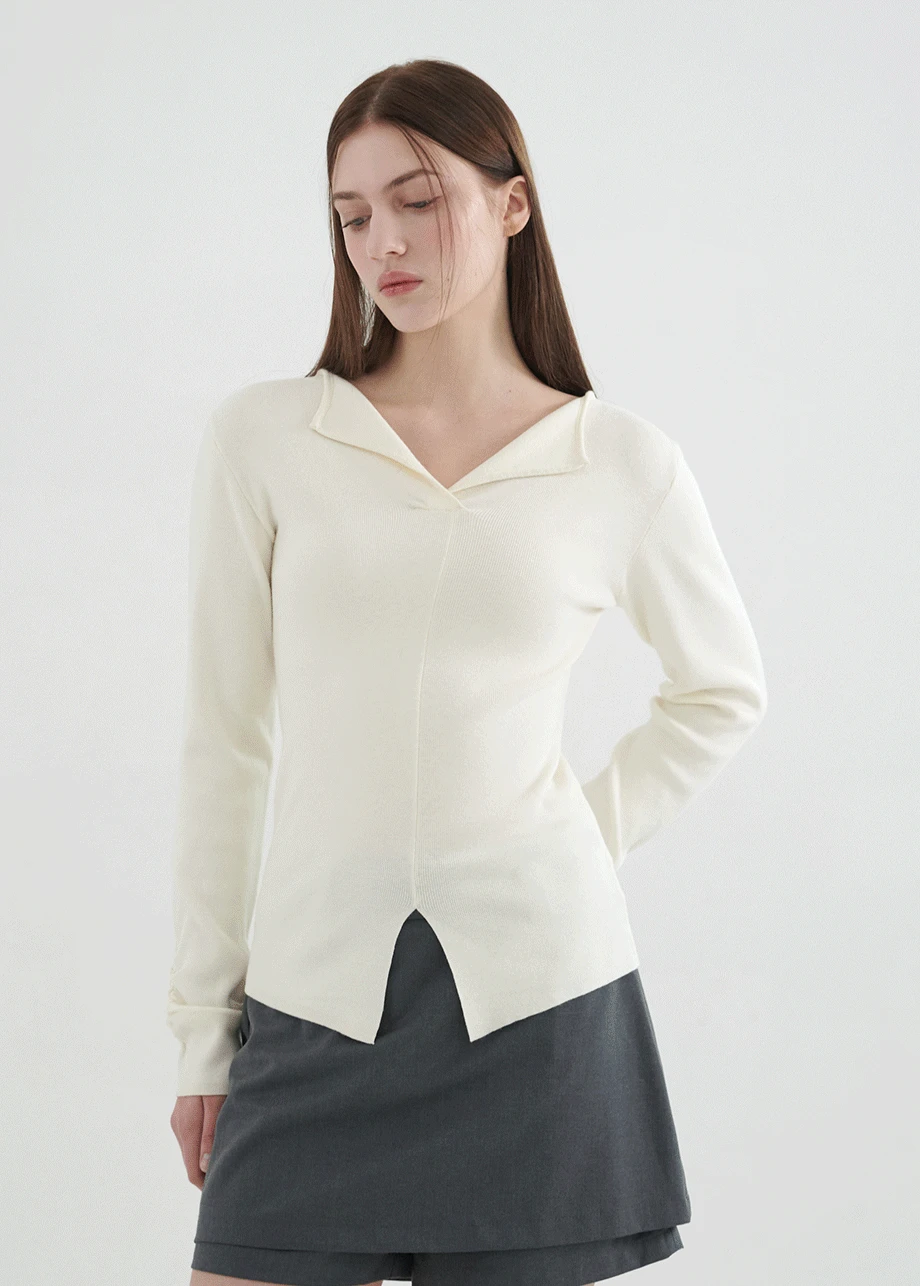 [44-120]  Danial Slit Two-way Knit  데니얼 슬릿 투웨이 니트 (봄-가을-데일리룩-출근룩-오피스룩-마실룩-꾸안꾸-데이트룩-투웨이-기본템-베이직-자체제작)