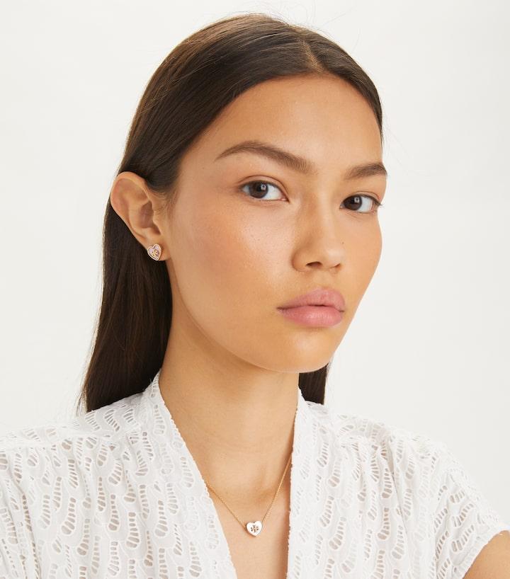 Kira Heart Pendant Necklace - Tory Gold / Pink