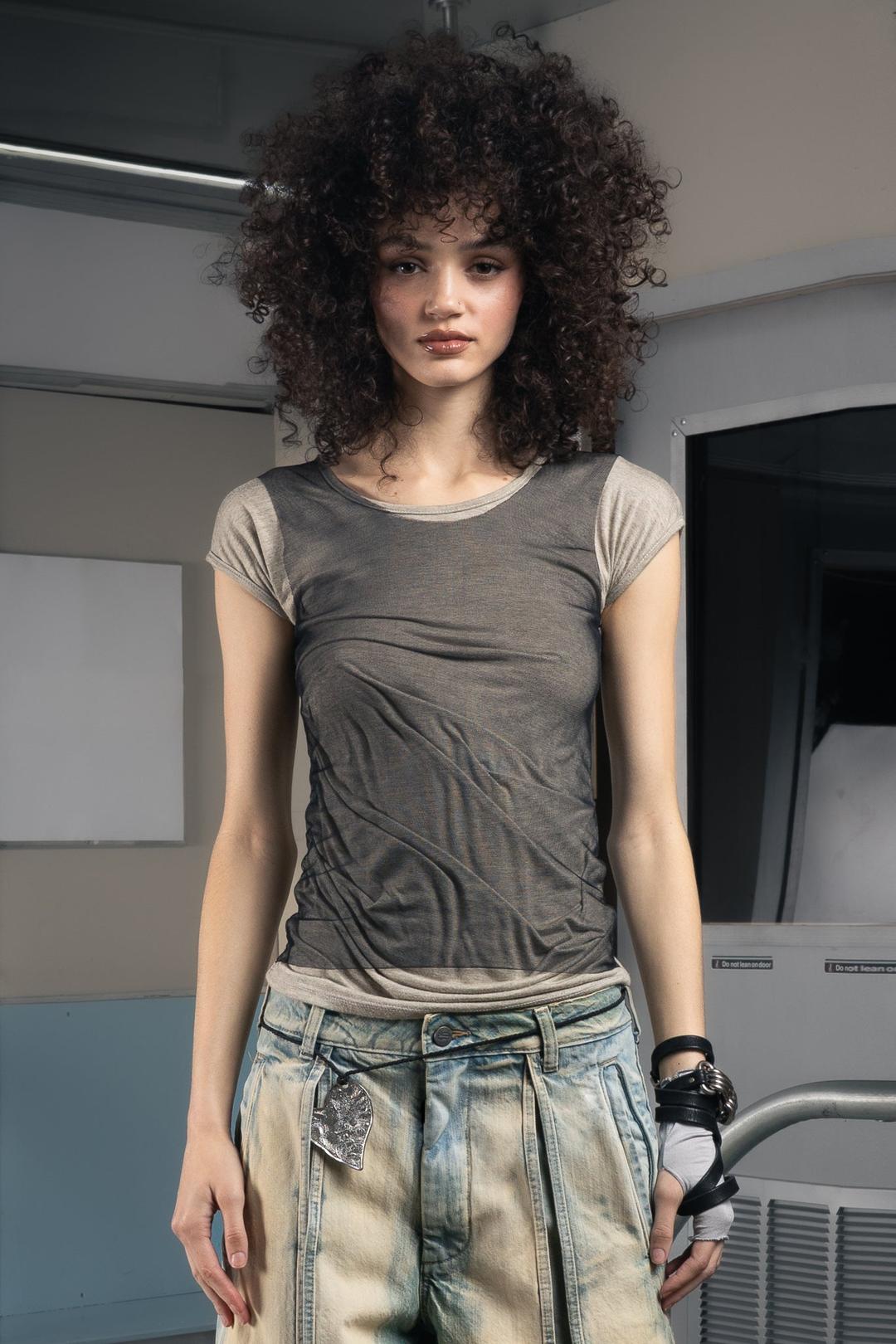 NET TEE BLACK SESAME