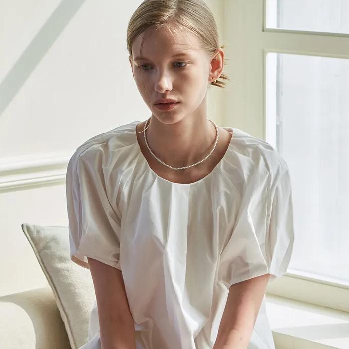 PUFF SHOULDER HALF BLOUSE_2 COLOR