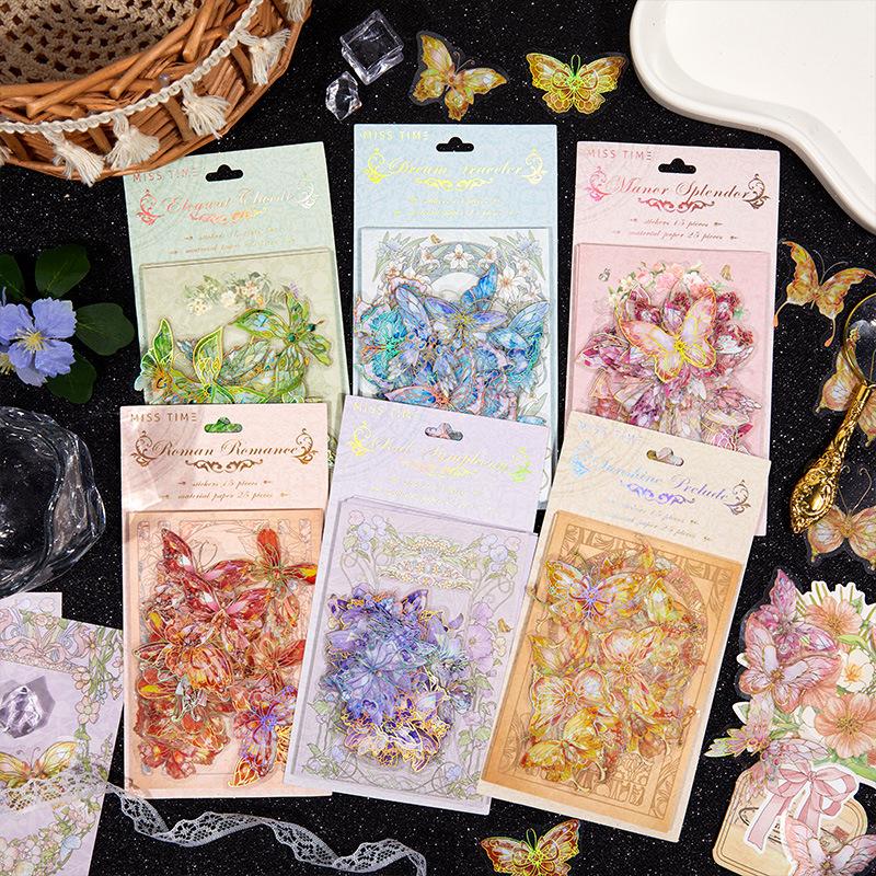 로마의 휴일 빈티지 다꾸 PET 조각 스티커+배경지 6종