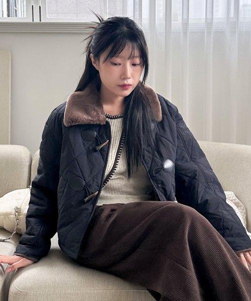 퍼 카라 퀼팅 점퍼_BLACK