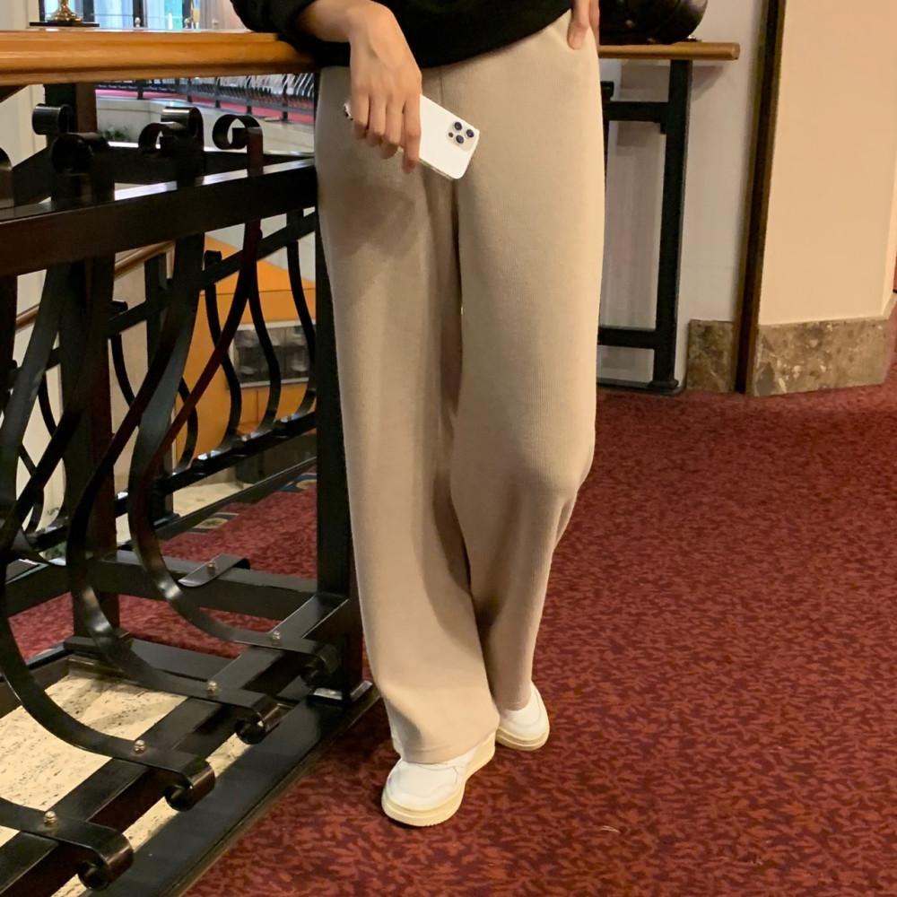 슬릭 베어팬츠 밴딩 니트 와이드 팬츠 6col