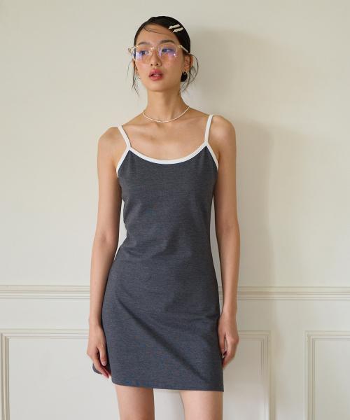 Basic Pique Slip Dress_ Gray