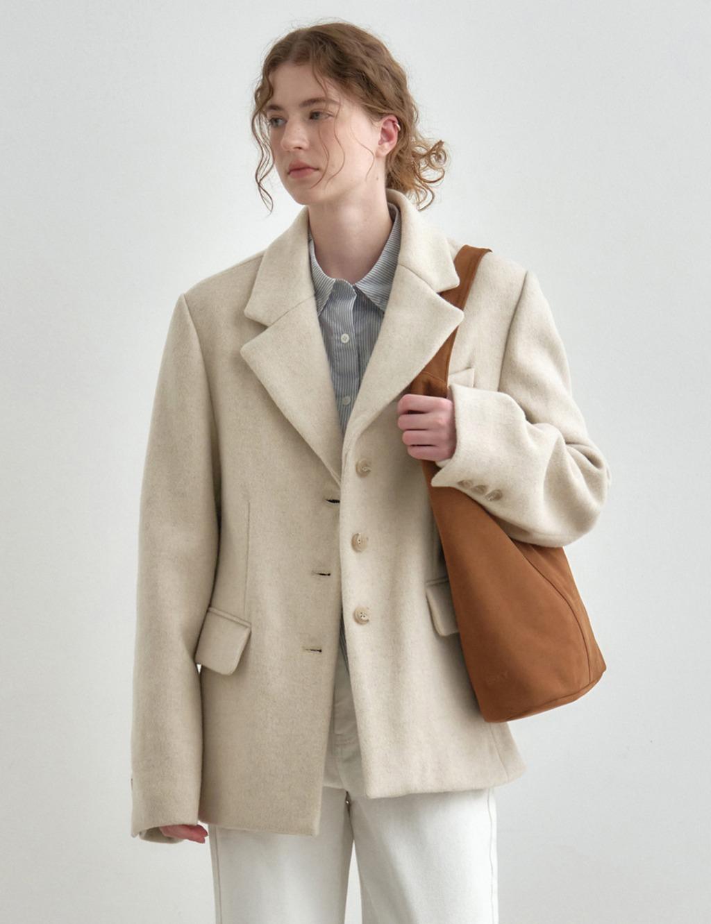 클래식 울 블렌드 블레이저 자켓 오트밀 MDJK046OATMEAL