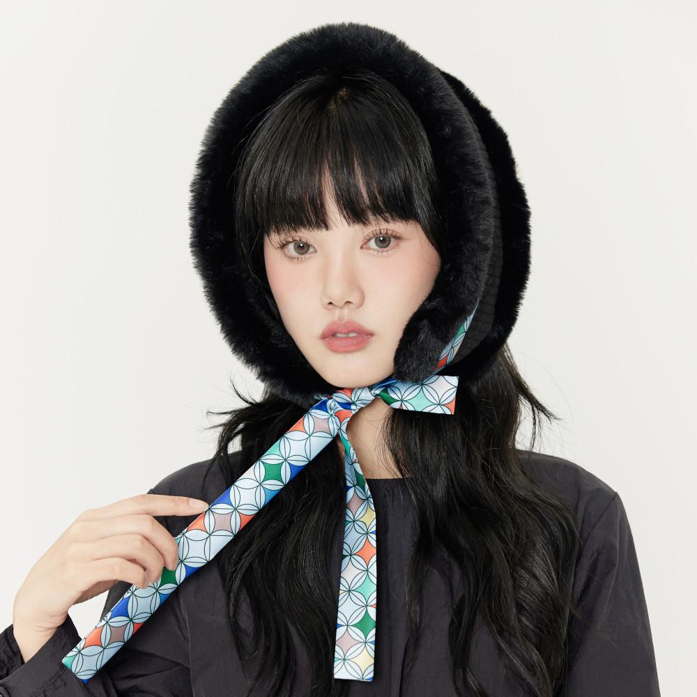 명썸 볼끼 [긺] BLACK 면누비 롱 한복 방한 귀도리 귀마개 목도리