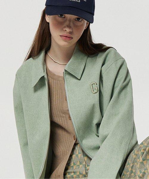 스트링 크롭 코튼 점퍼 (그린)