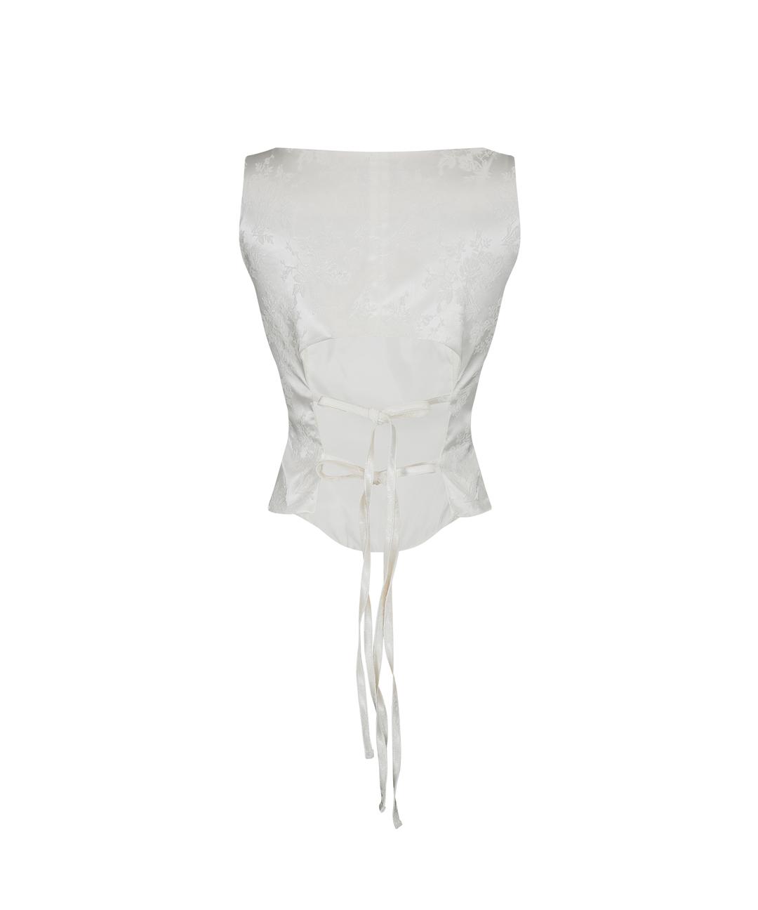 Ribbon Paneled Sleeveless White