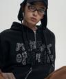 레오파드 아플리케 후드집업 - 블랙