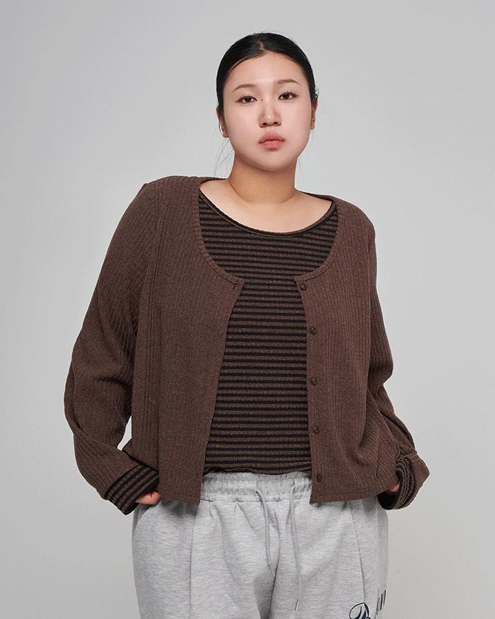 노디 단가라 가디건 레이어드 T