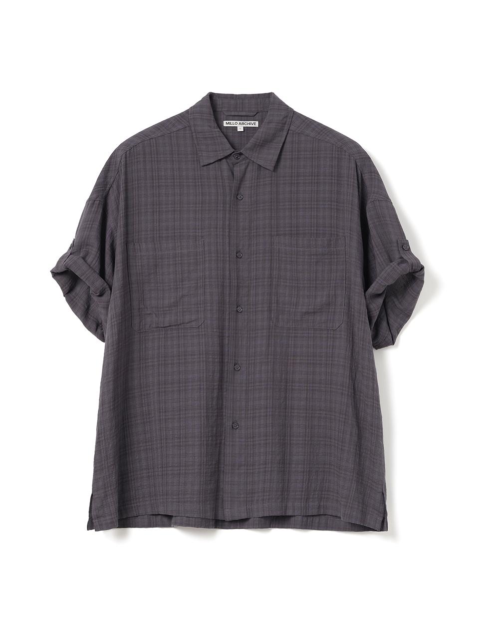 Wrinkle Check Roll Up Half Shirts [Vintage Purple]