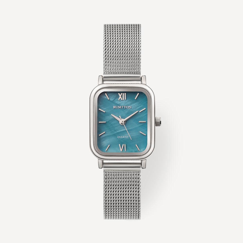 Blue Mother of pearl women's Mesh band watch Harbor Silver