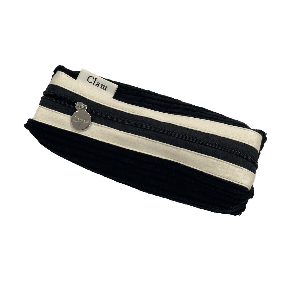 Clam round pencilcase _ Corduroy black