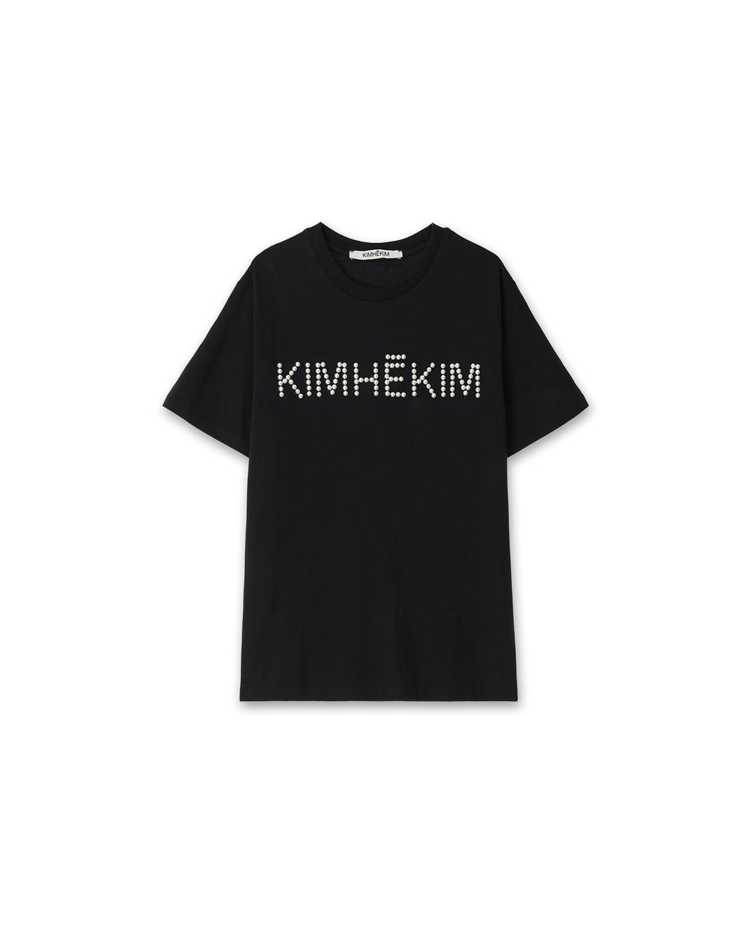 Logo T-Shirt With Pearl Embellishment (Black)
