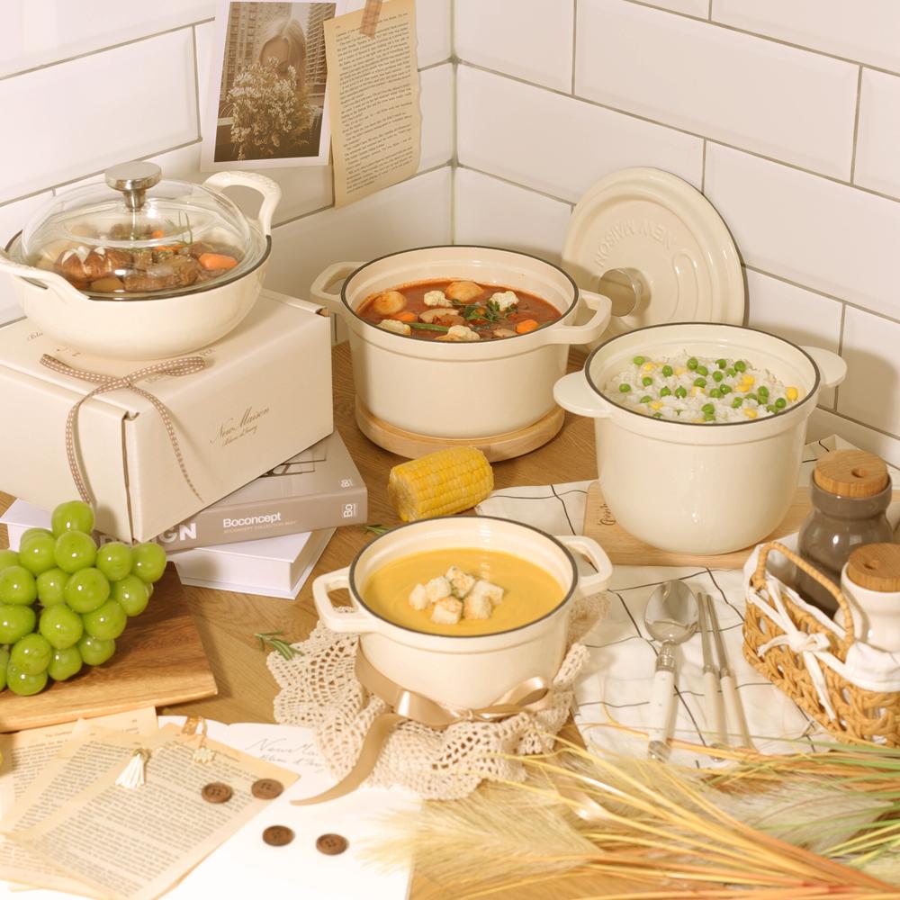 [뉴메이슨] 블랑드 아이보리 인덕션 무쇠냄비 4종(업체별도 무료배송)