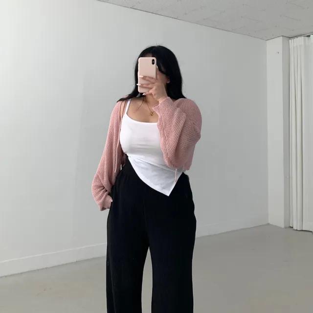 모카 끈 크롭 볼레로 55사이즈 66사이즈 77사이즈 빅사이즈