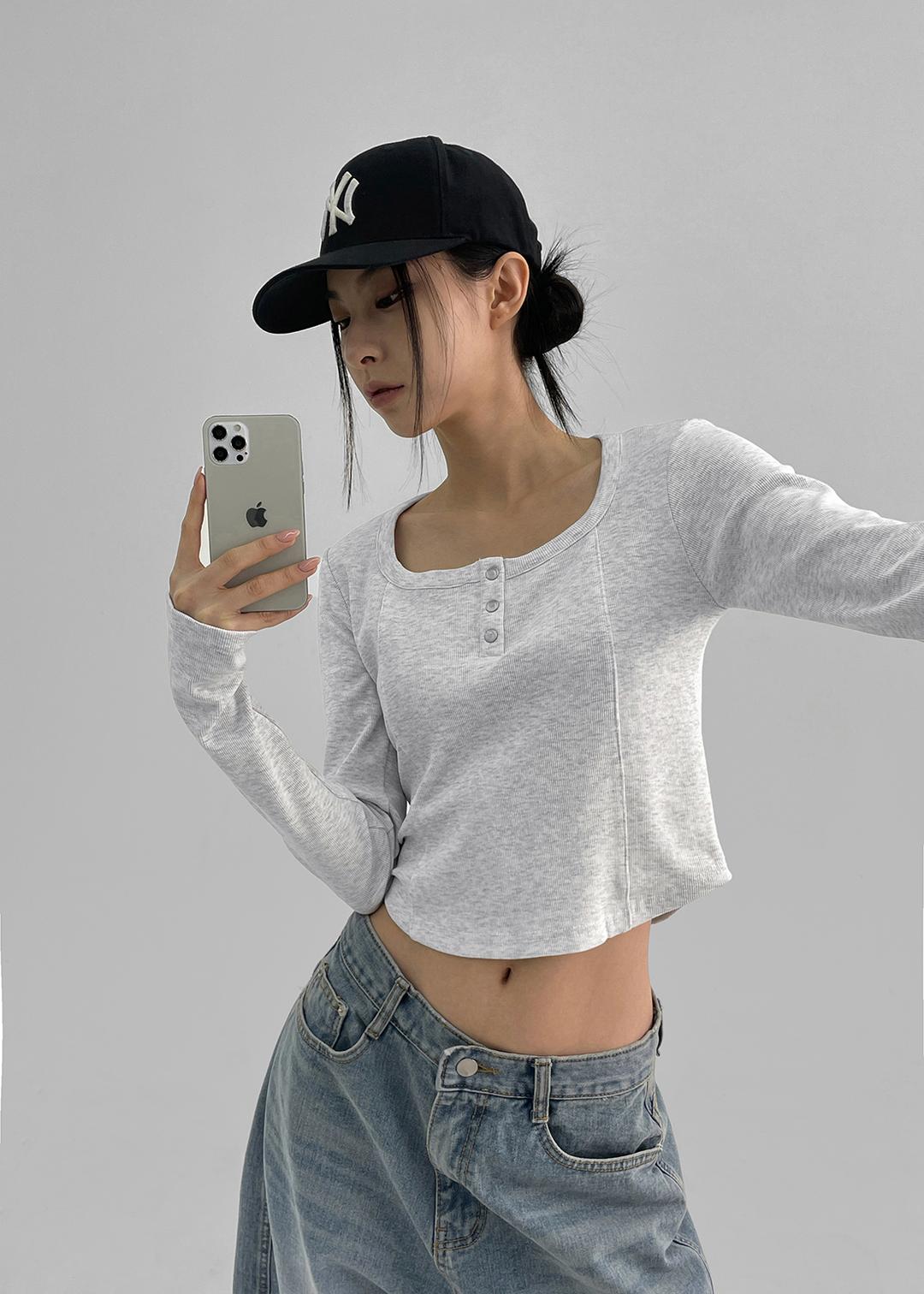 블랙업 [3천장판매] [MADE] 더비온 스냅 라운드 긴팔티