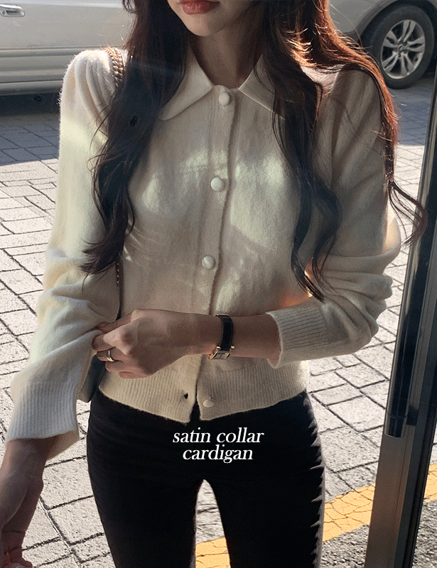 디오 샤틴카라배색 cardigan