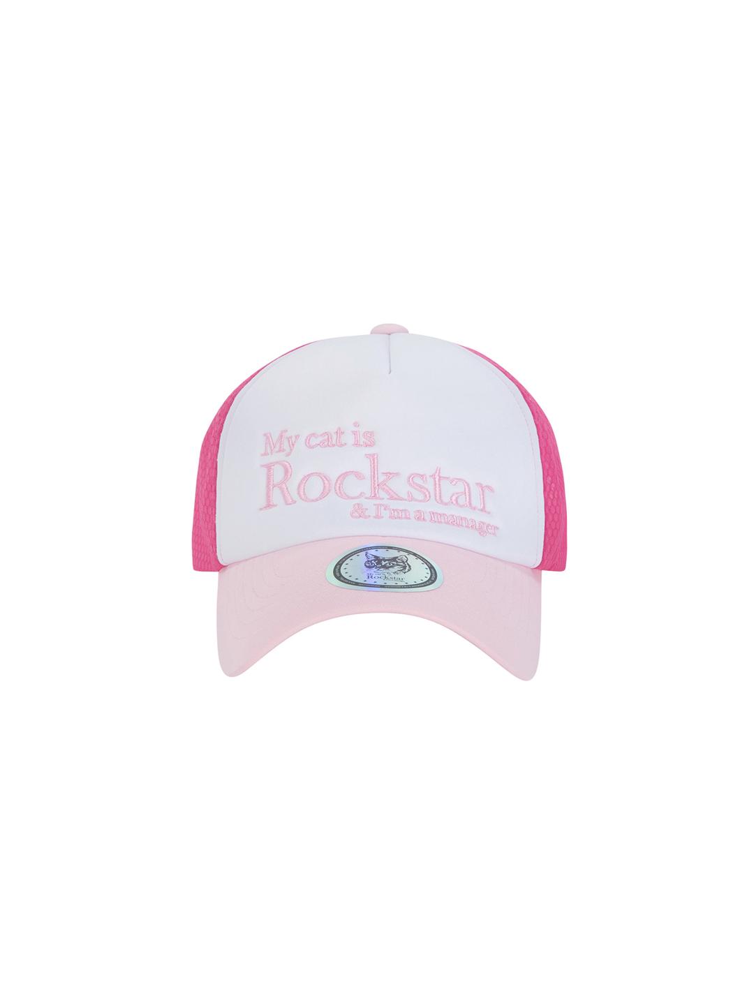 MY CAT IS ROCKSTAR MESH CAP BABY PINK