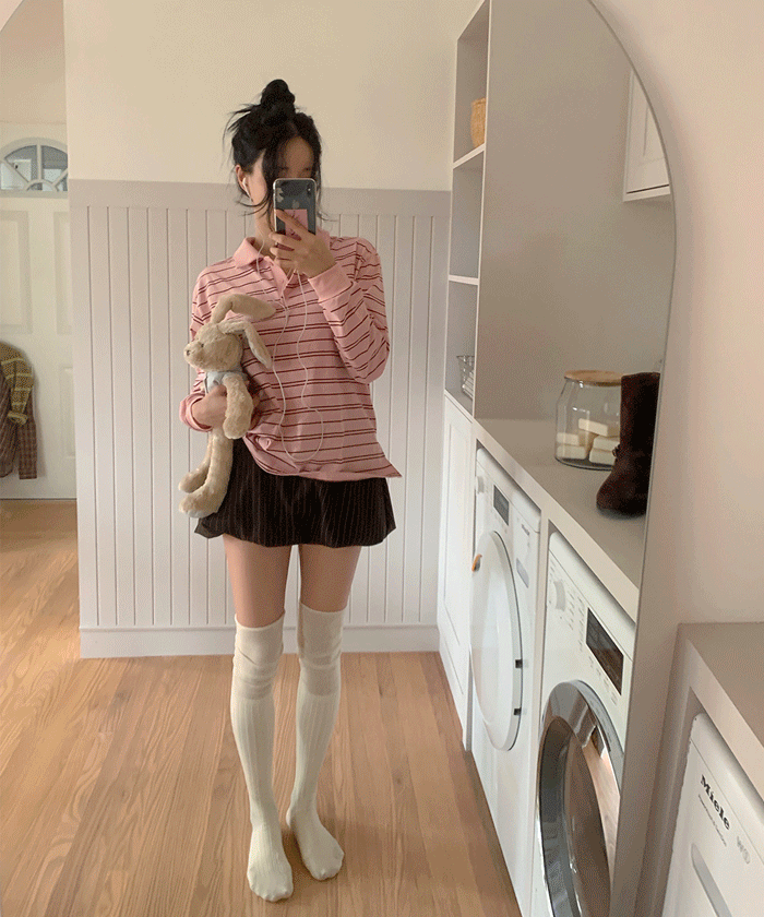 모코블링 카라 슬릿 긴팔티 #긴팔티 #카라티 #스트라이프티 #슬릿티 #오버핏티