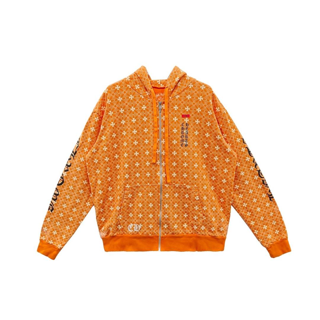 Chrome Hearts Miami Exclusive Horseshoe Zip Up Hoodie Motif Orange