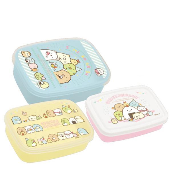 (일본) 스밋코구라시 3단 중첩 도시락통세트(주먹밥파티 3Pset 1160ml) 초등학생 소풍 캐릭터 디저트 런치박스 타파 보관용기