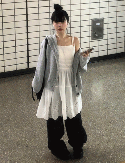 빈블 [레이어드/프릴] 뉴니 펀칭 나시 원피스