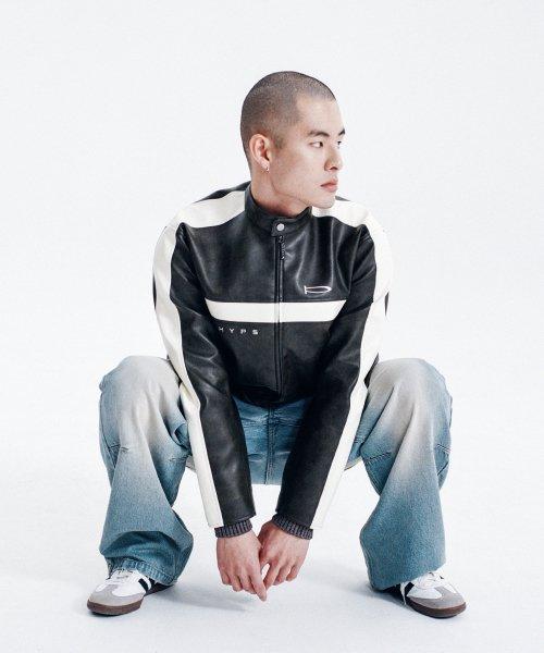 PHYPS® ARTIFICIAL LEATHER RACER JACKET VTG CHARCOAL