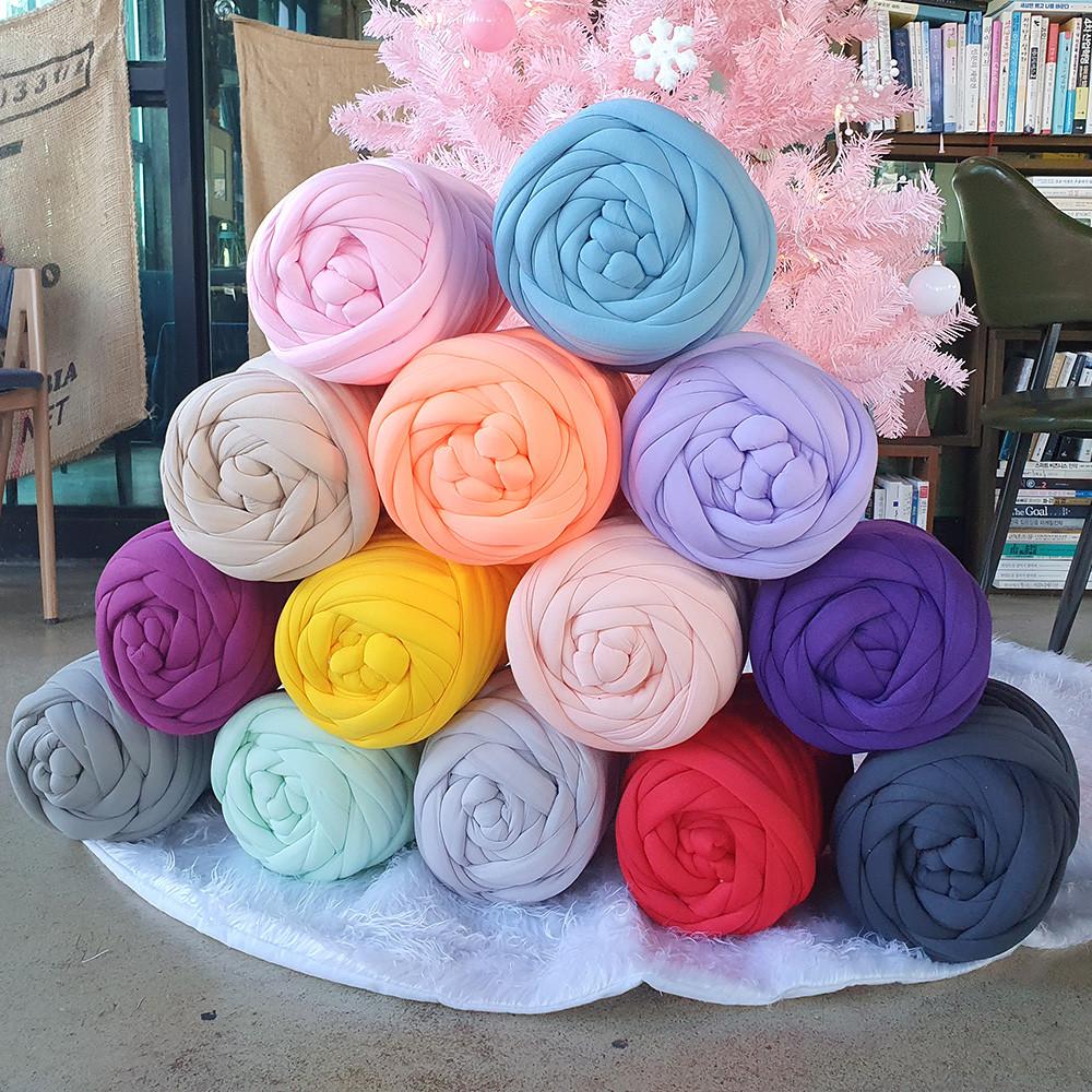 도톰한 빅얀 1kg  지름2.5cm DIY 왕모찌실 패브릭 얀 굵은실 암 핸드 니팅 루피망고실