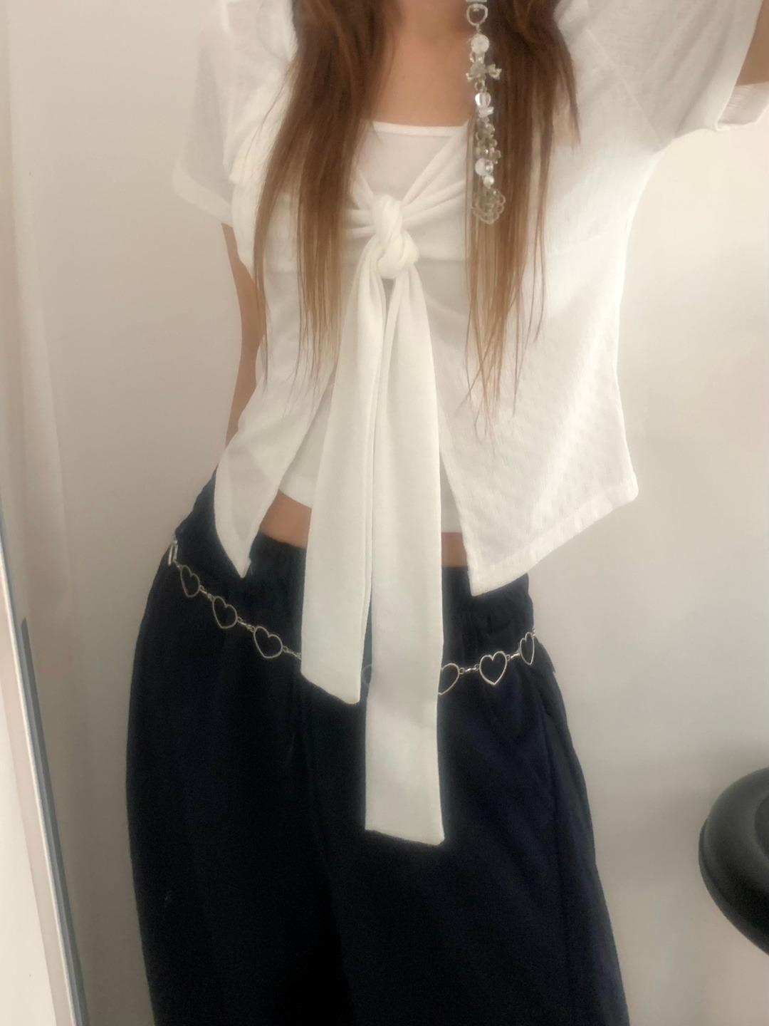 일랑 주문폭주!! 인기템 ! [레이어드/타이set] 젤코 타이 리본묶음 나시 반팔 세트