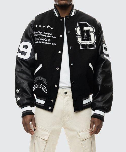 스모크라이즈(SMOKERISE)  PATCHWORK VARSITY JACKET - 사이즈 & 후기 | 무신사