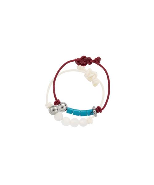 gem string ring set-red ivory