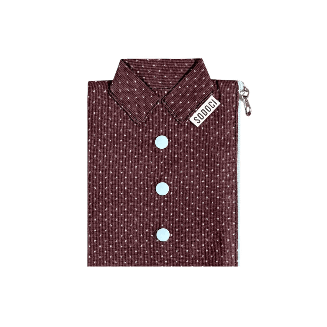 BURGUNDY DOT SHIRTS POUCH S