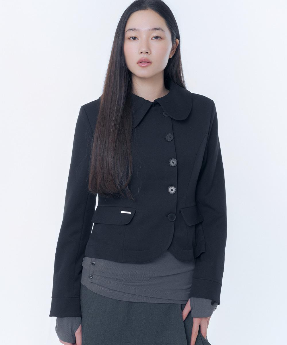 [2월 6일 선발매] Omoi round collar blazer BLACK
